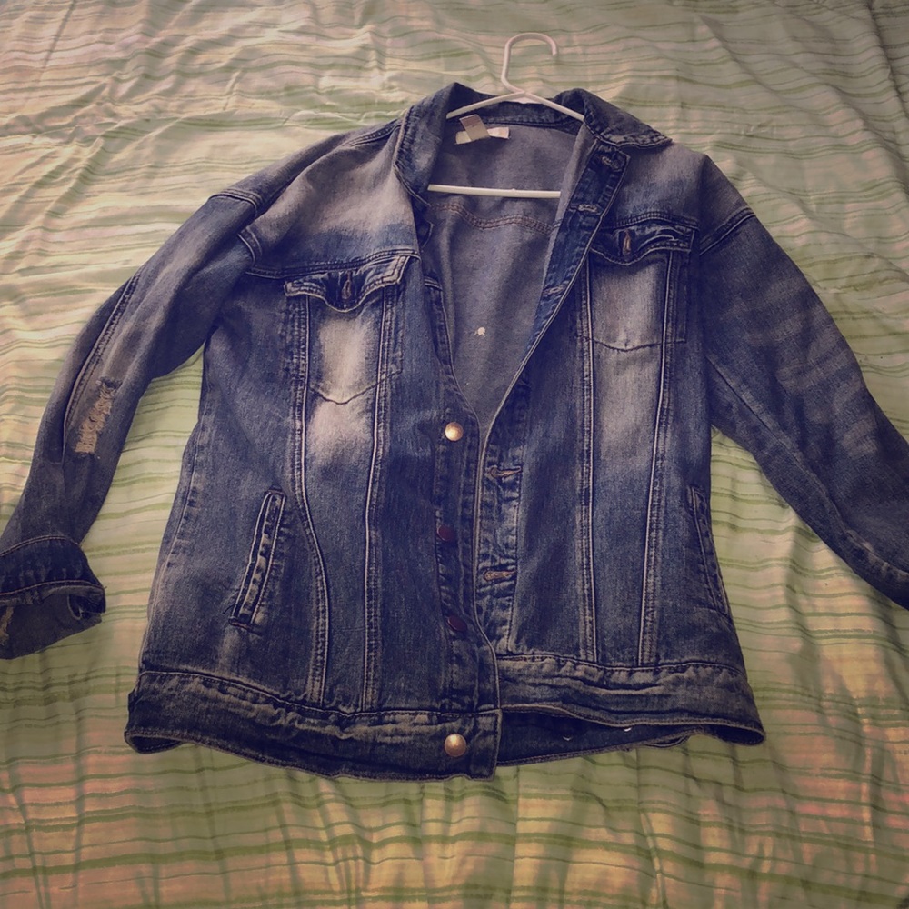 F21 Grunge Distressed Denim Jacket